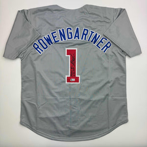 Autographed/Signed Thomas Ian Nicholas Henry Rowengartner Rookie Of The Year Chicago Grey Baseball Jersey Beckett BAS COA