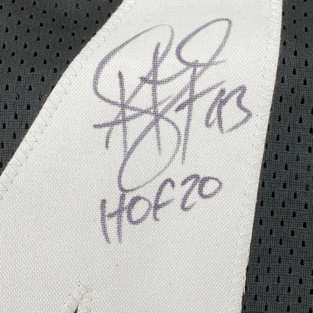 Autographed/Signed Troy Polamalu HOF 20 Pittsburgh Black Football Jersey Beckett BAS COA