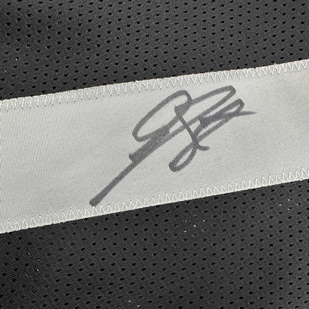 Autographed/Signed Geno Smith Oakland Black Football Jersey Beckett BAS COA
