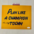 Autographed/Signed Lou Holtz Play Like A Champion Today Notre Dame Irish 8x10 College Football Photo JSA COA