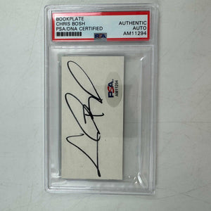 Autographed/Signed Graded Chris Bosh Bookplate Cut Authentic PSA/DNA COA