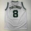Autographed/Signed Kristaps Porzingis Boston White Basketball Jersey JSA COA