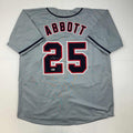Autographed/Signed Jim Abbott California Grey Baseball Jersey Beckett BAS COA