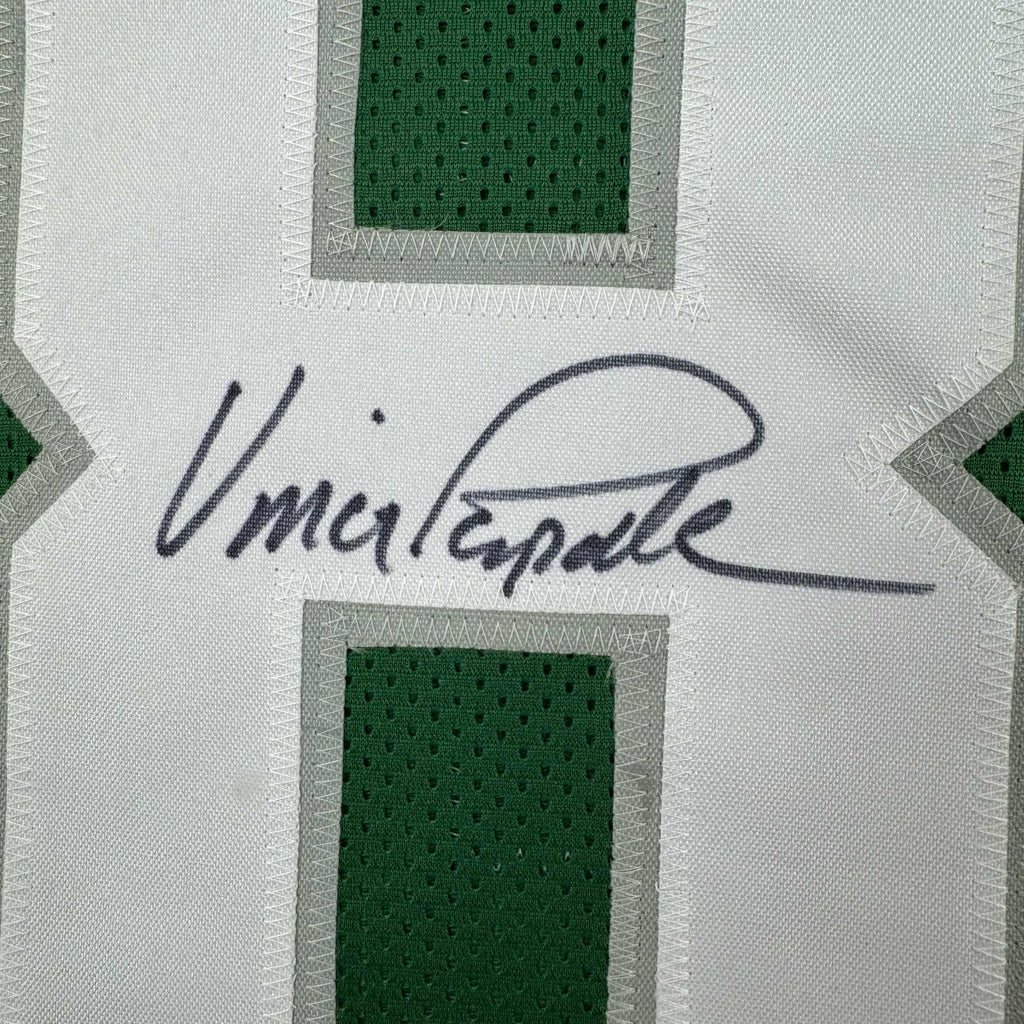 Framed Autographed/Signed Vince Papale 35x39 Philadelphia Green and White Split Football Jersey JSA COA
