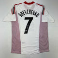 Autographed/Signed Andriy Shevchenko AC Milan White Soccer Futbol Jersey Beckett BAS COA