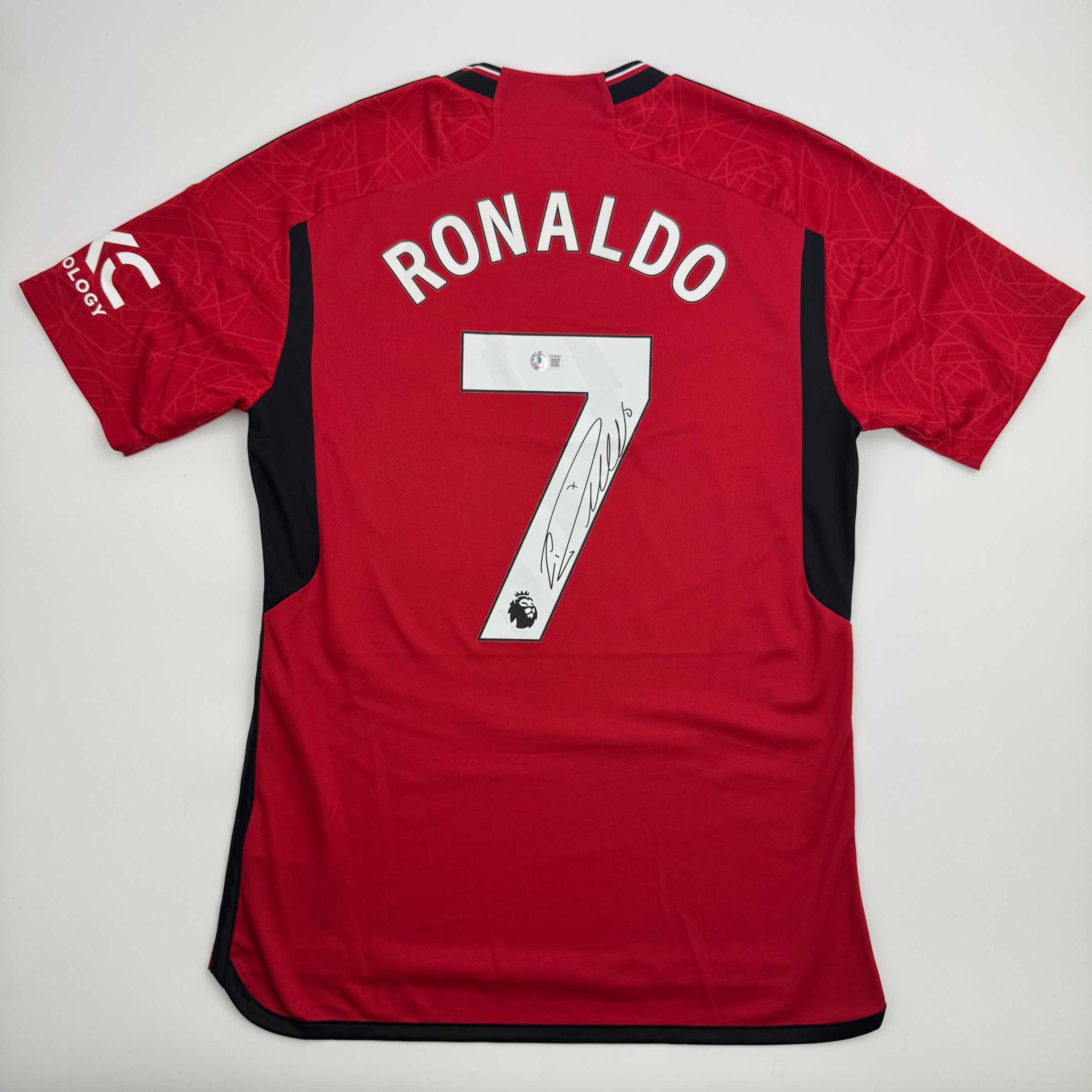 Autographed/Signed Cristiano Ronaldo Manchester United Red Soccer Jersey Beckett BAS COA