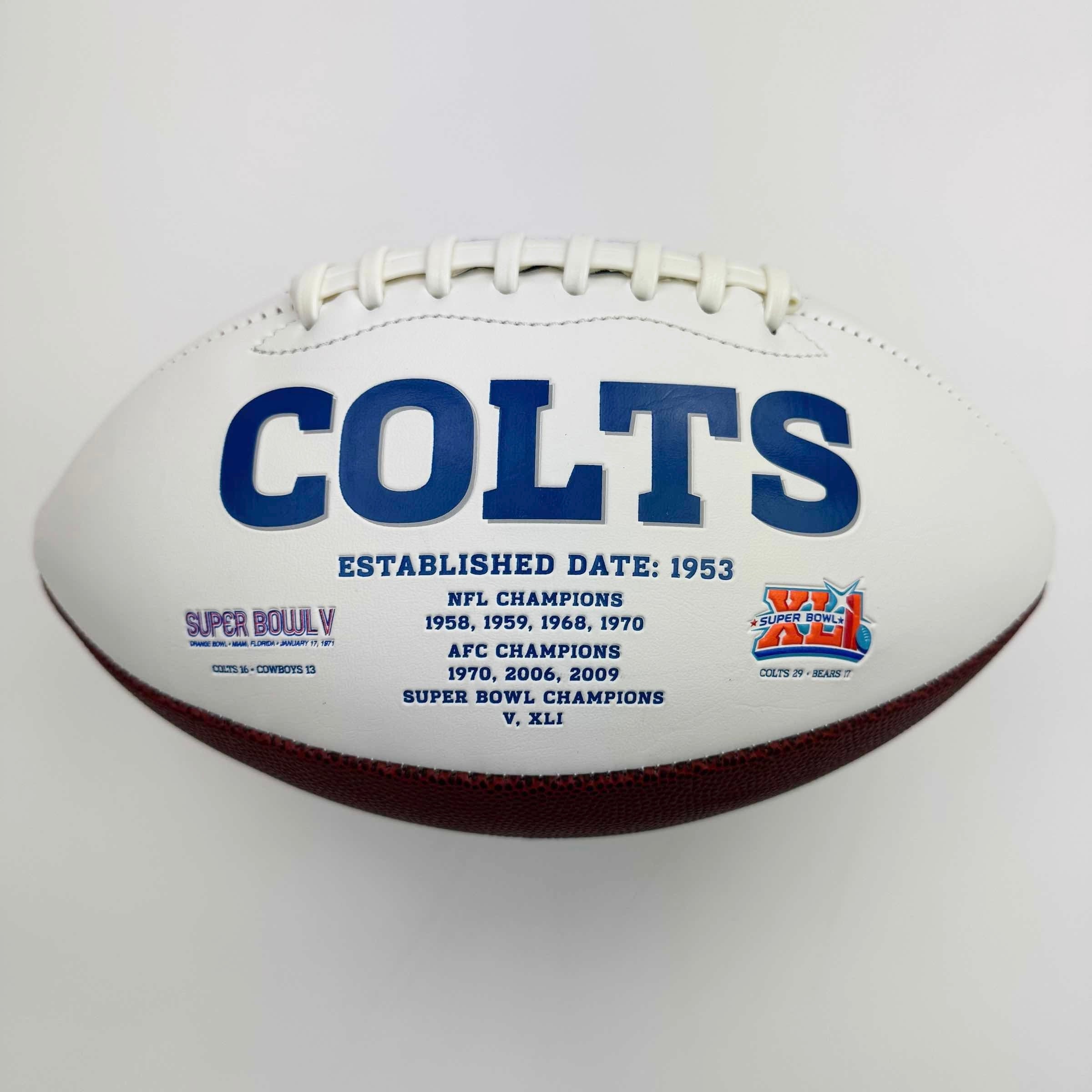 Autographed/Signed Peyton Manning Indianapolis Colts Full Size F/S White Panel Logo Football Steiner Sports COA