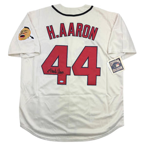 Autographed/Signed Hank Henry Aaron Atlanta Baseball Jersey Steiner COA