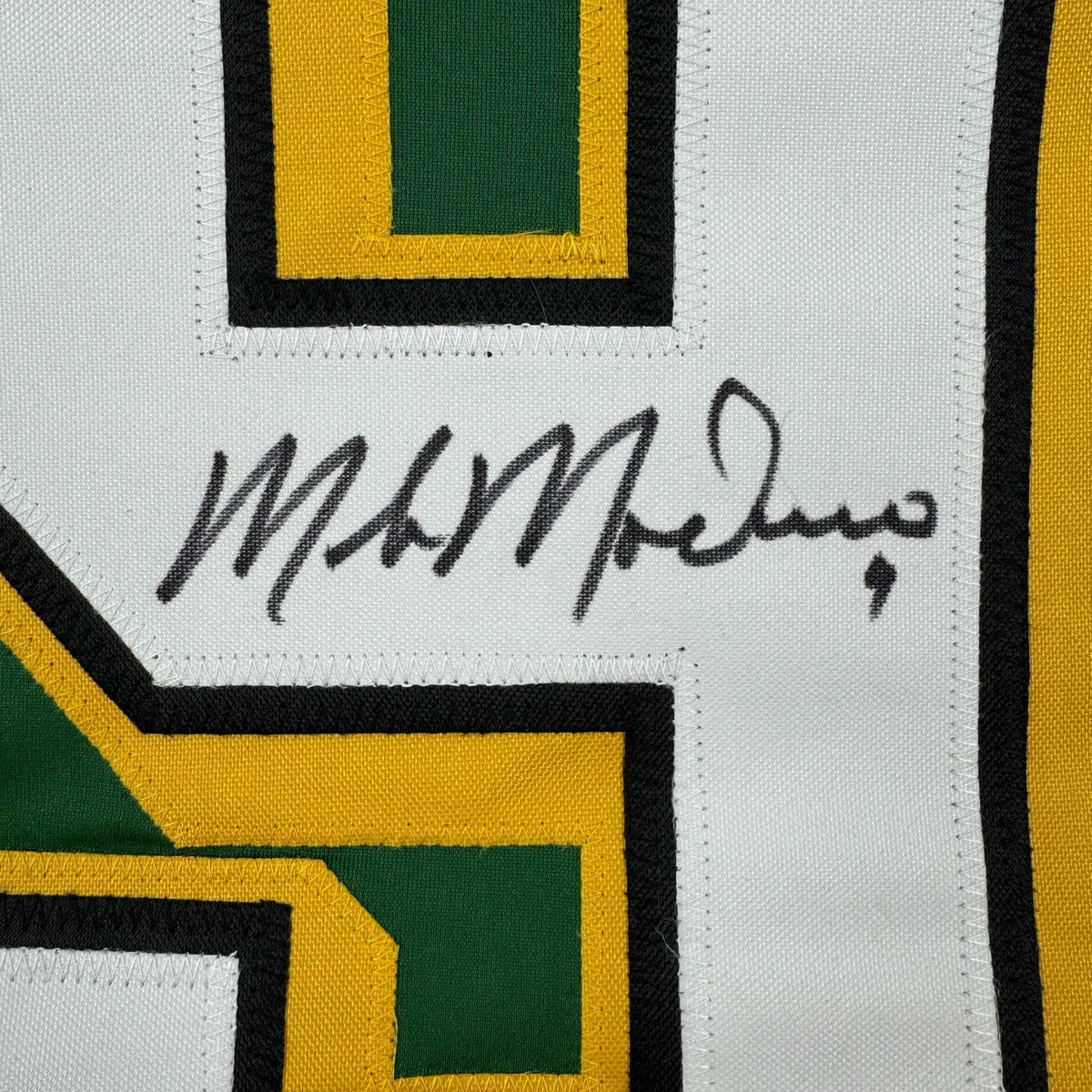 Autographed/Signed Mike Modano Minnesota Green Hockey Jersey Beckett BAS COA