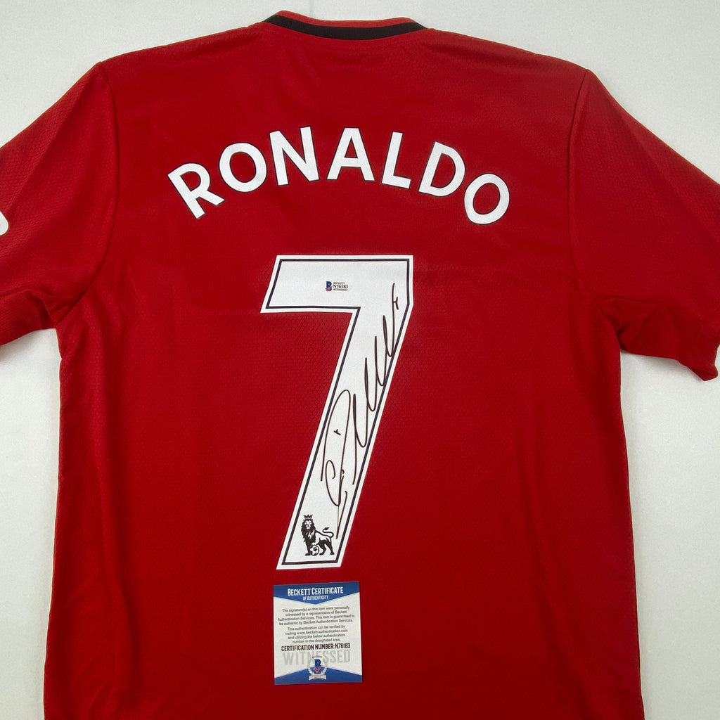 Autographed/Signed Cristiano Ronaldo Manchester United Red Soccer Jersey Beckett BAS COA