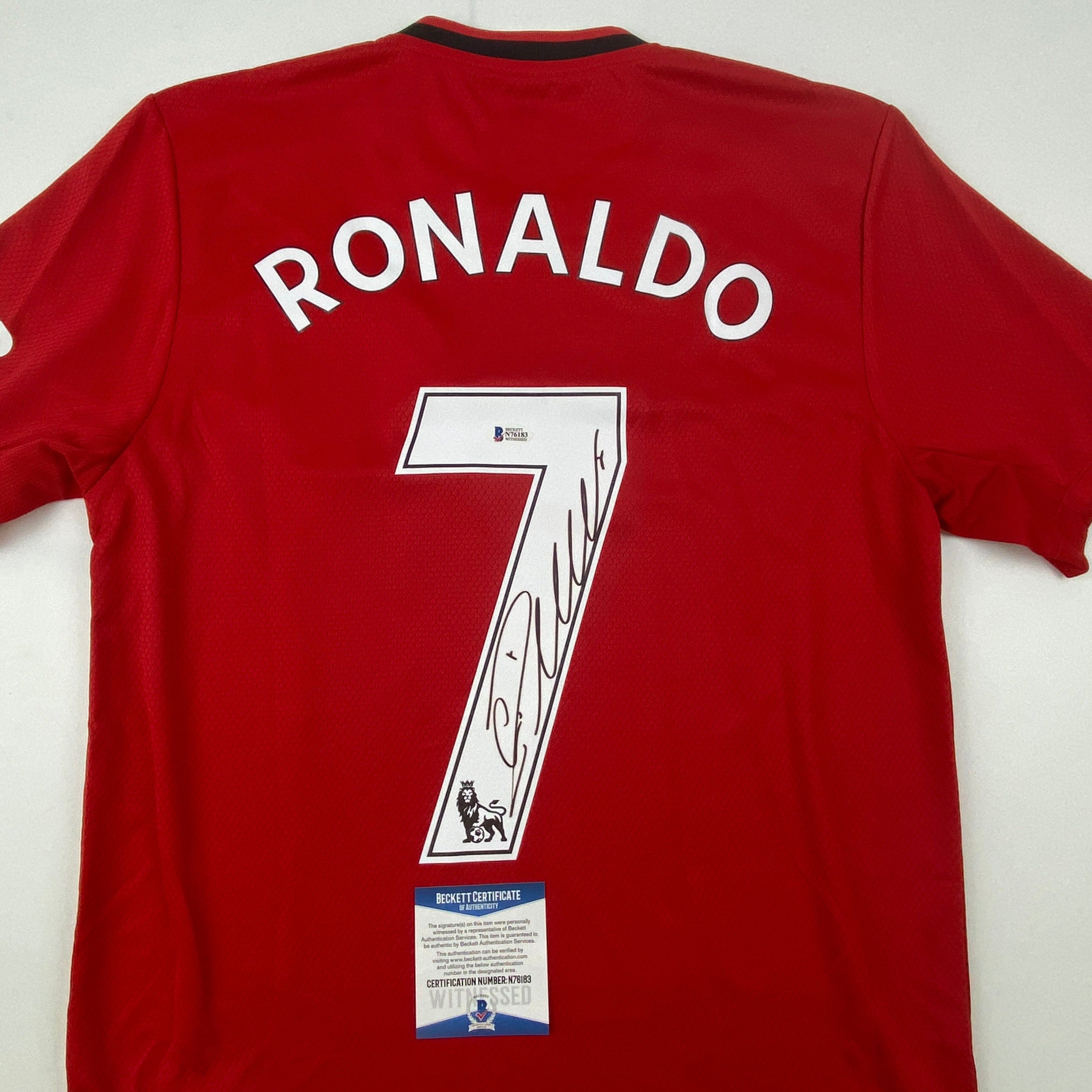 Autographed/Signed Cristiano Ronaldo Manchester United Red Soccer Jersey Beckett BAS COA