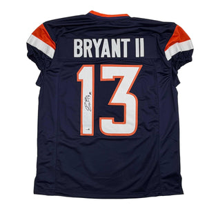 Autographed/Signed Pat Bryant II Denver Blue Pro Cut Football Jersey JSA COA