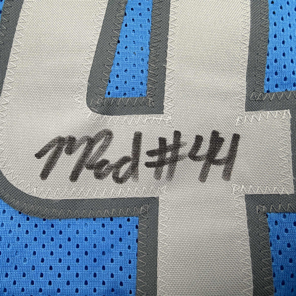 Autographed/Signed Malcolm Rodriguez Detroit Blue Football Jersey Beckett BAS COA