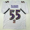 Autographed/Signed Terrell Suggs Baltimore White Football Jersey JSA COA