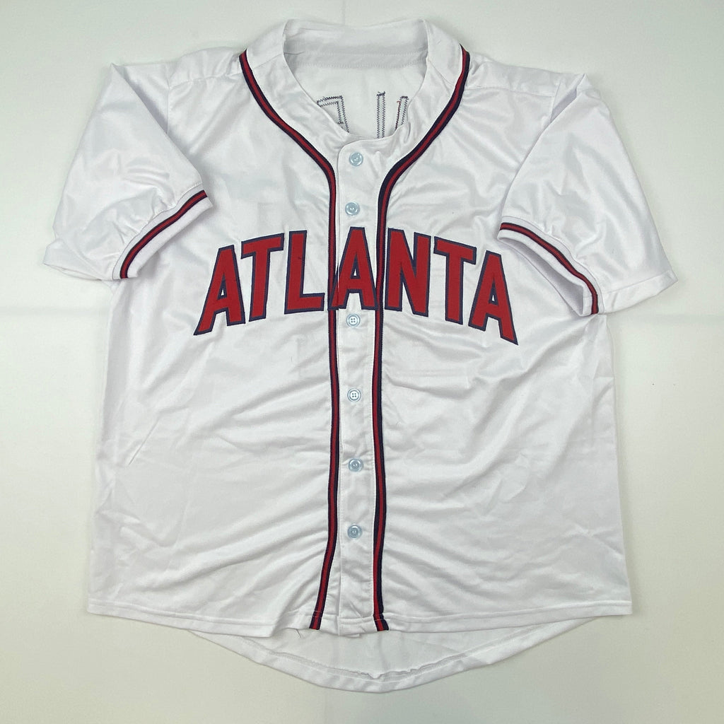 Autographed/Signed Austin Riley Atlanta White Baseball Jersey Beckett BAS COA