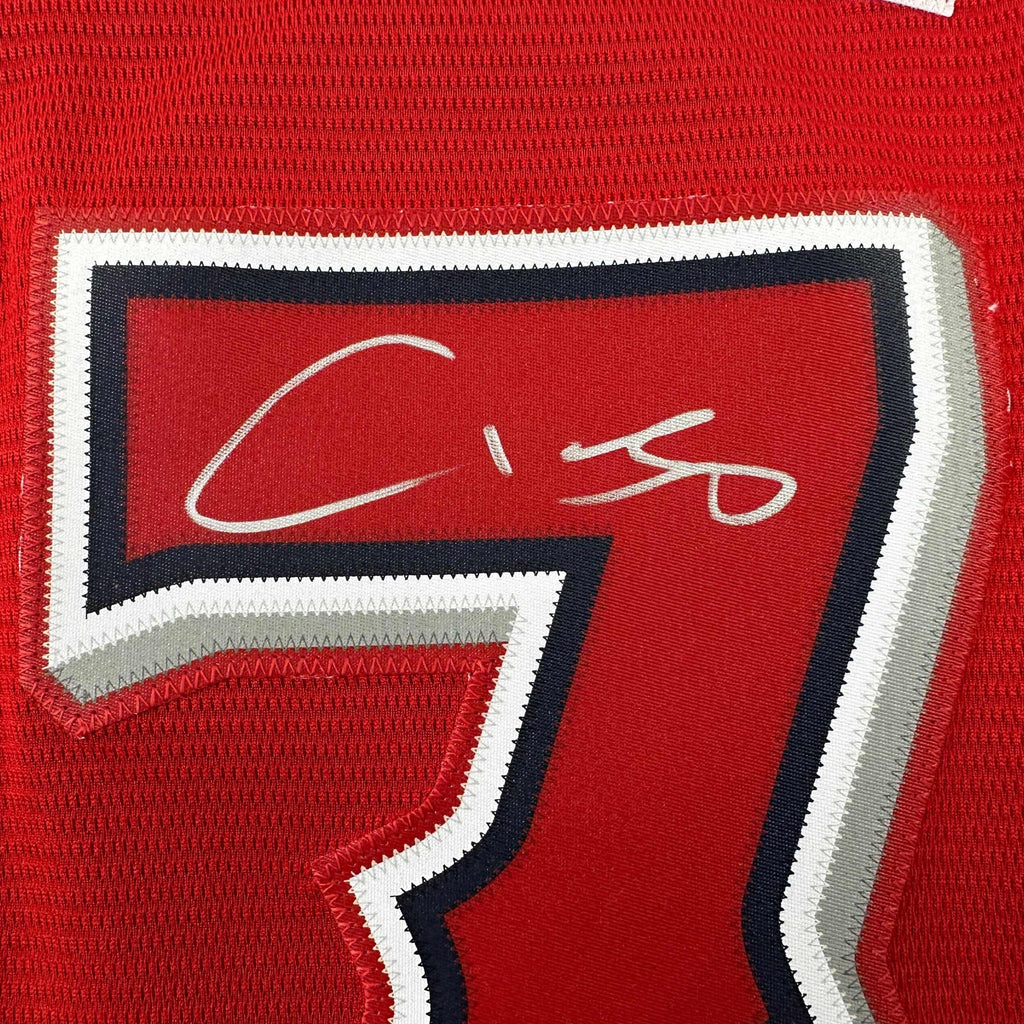 Autographed/Signed Shohei Ohtani Los Angeles Angels of Anaheim Red Majestic Authentic Baseball Jersey Fanatics COA