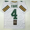 Autographed/Signed Brett Favre Green Bay White Football Jersey Favre Hologram COA