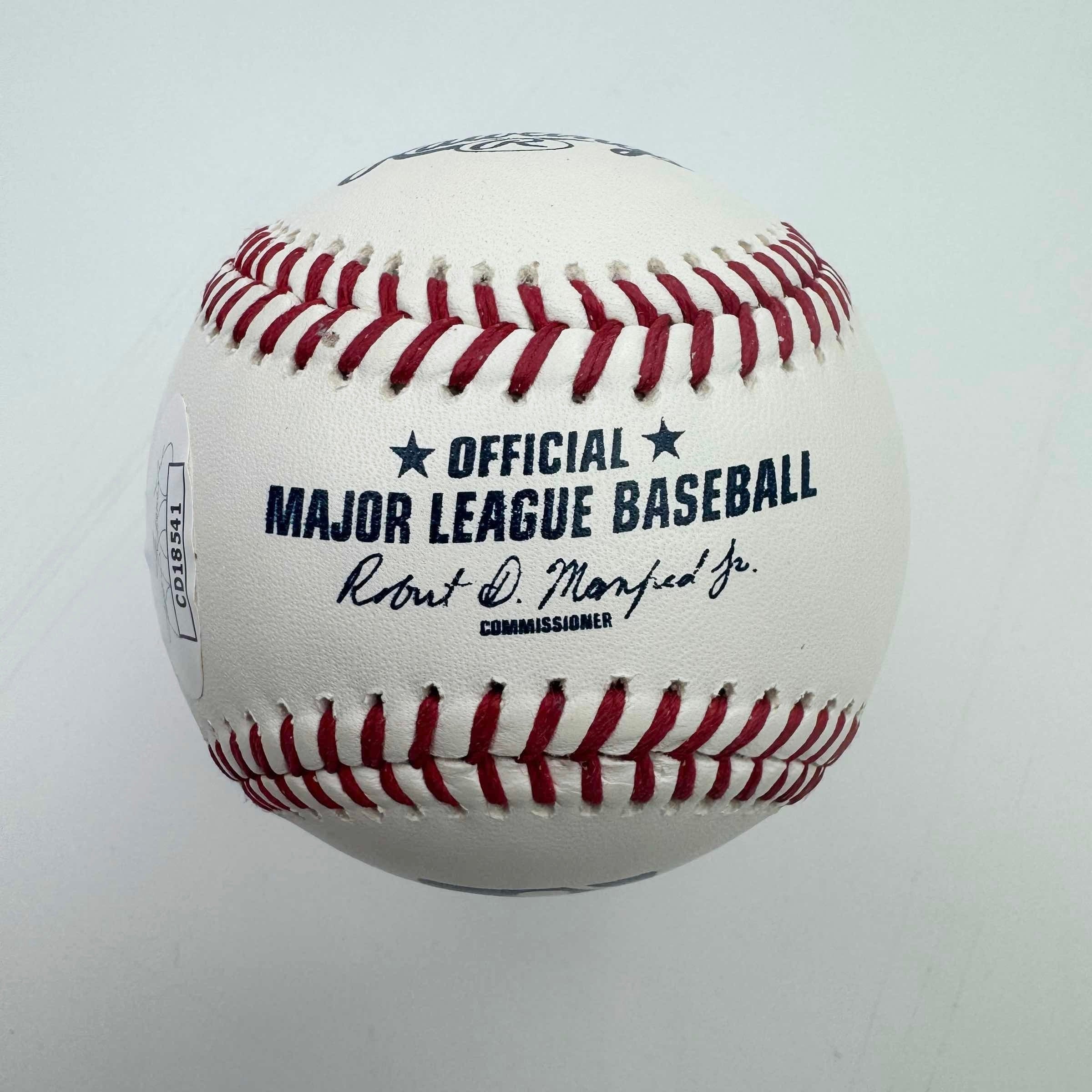 Autographed/Signed Junior Caminero Rawlings Official Major League ROML Baseball Beckett BAS COA