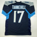 Autographed/Signed Ryan Tannehill Tennessee Dark Blue Football Jersey Beckett BAS COA