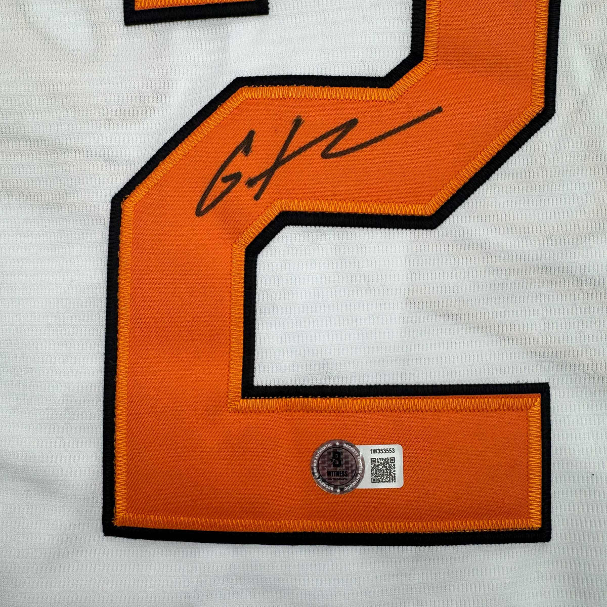 Autographed/Signed Gunnar Henderson Baltimore White Baseball Jersey Beckett BAS COA