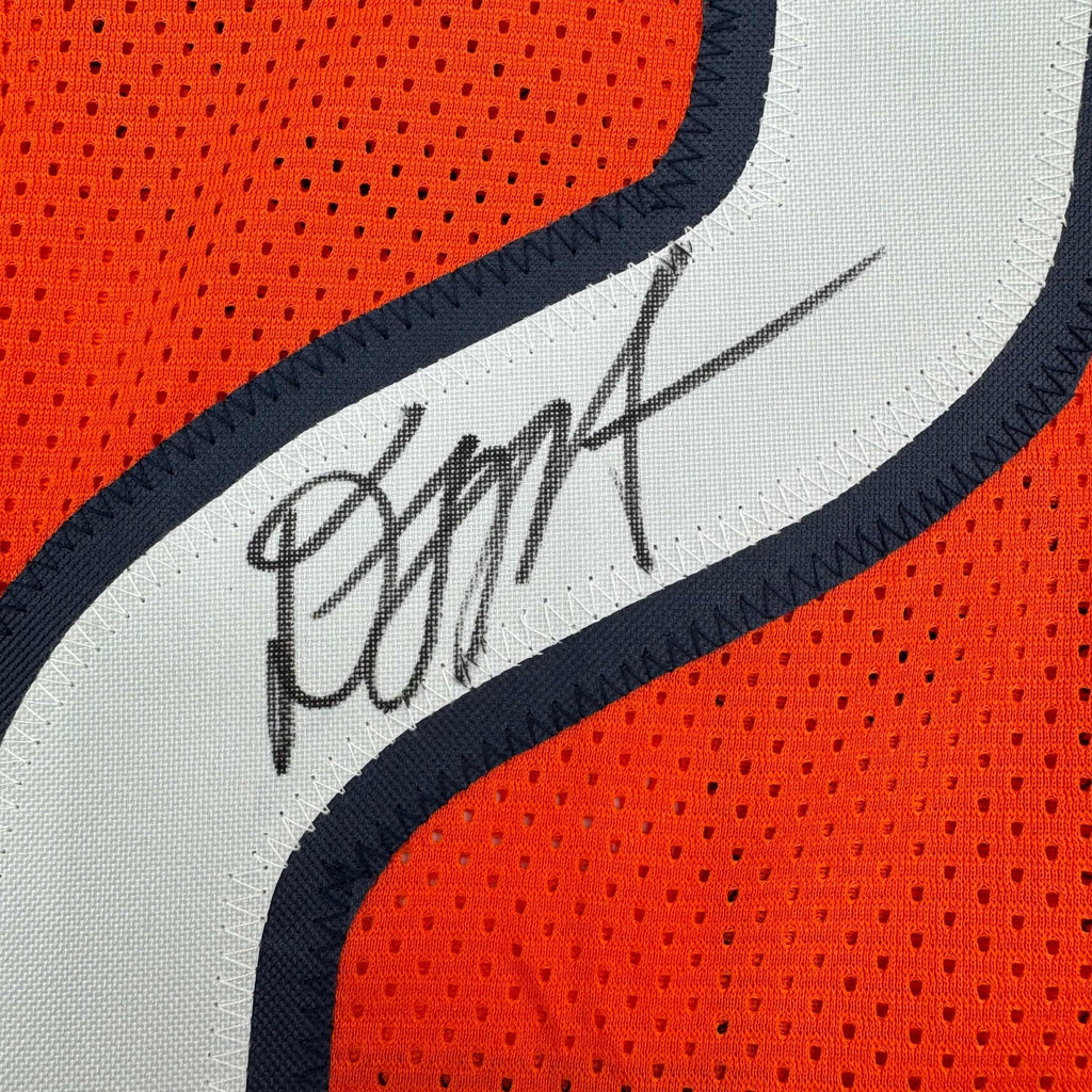 Framed Autographed/Signed D.J. DJ Moore 35x39 Chicago Orange Football Jersey Beckett JSA COA