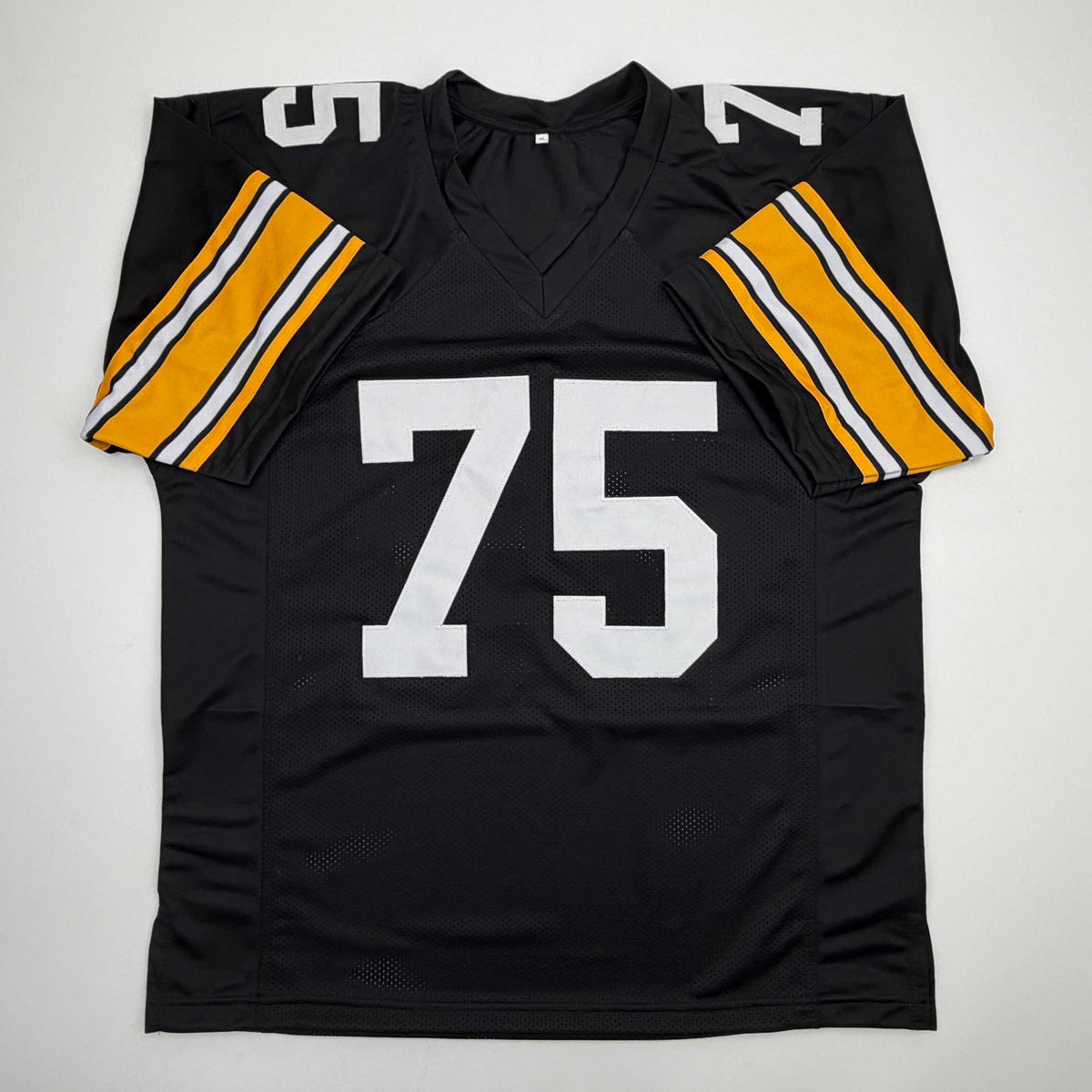 Autographed/Signed Mean Joe Greene HOF 87 Pittsburgh Black Football Jersey Beckett BAS COA
