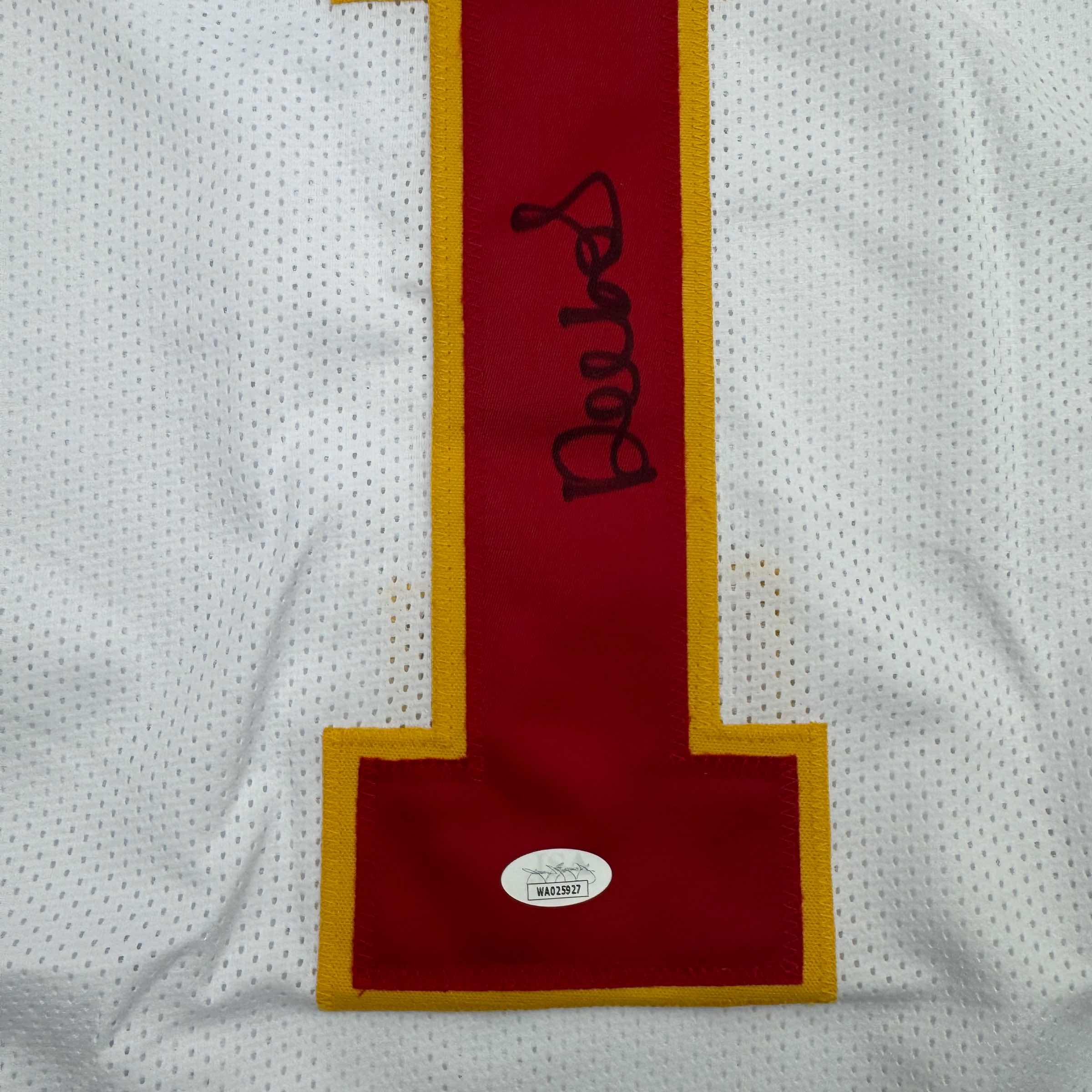 Autographed/Signed Deebo Samuel Washington White Football Jersey JSA COA
