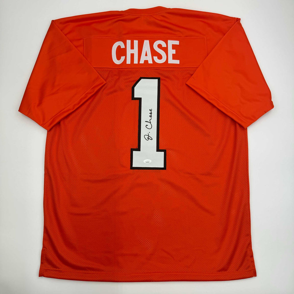 Autographed/Signed Ja'Marr Chase Cincinnati Orange Football Jersey JSA COA