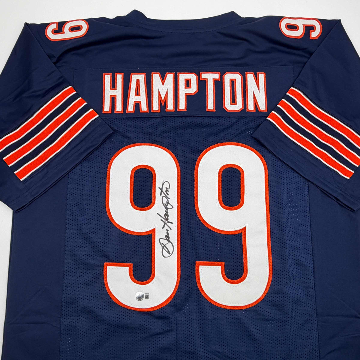 Autographed/Signed Dan Hampton Chicago Blue Football Jersey Beckett BAS COA