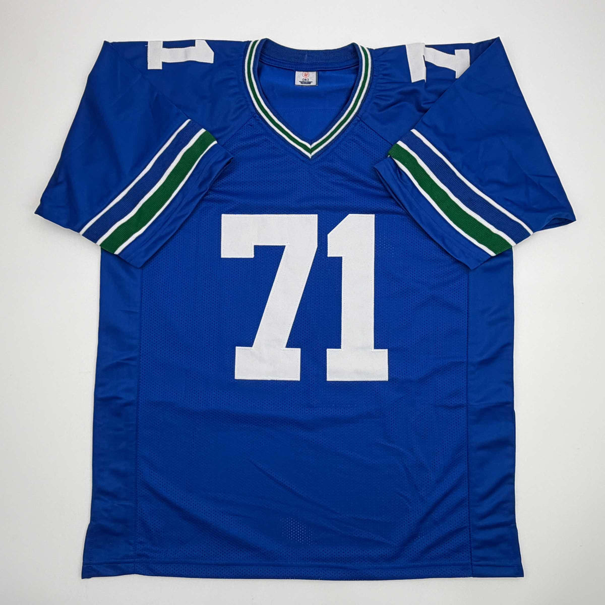 Autographed/Signed Walter Jones Seattle Blue Football Jersey JSA COA