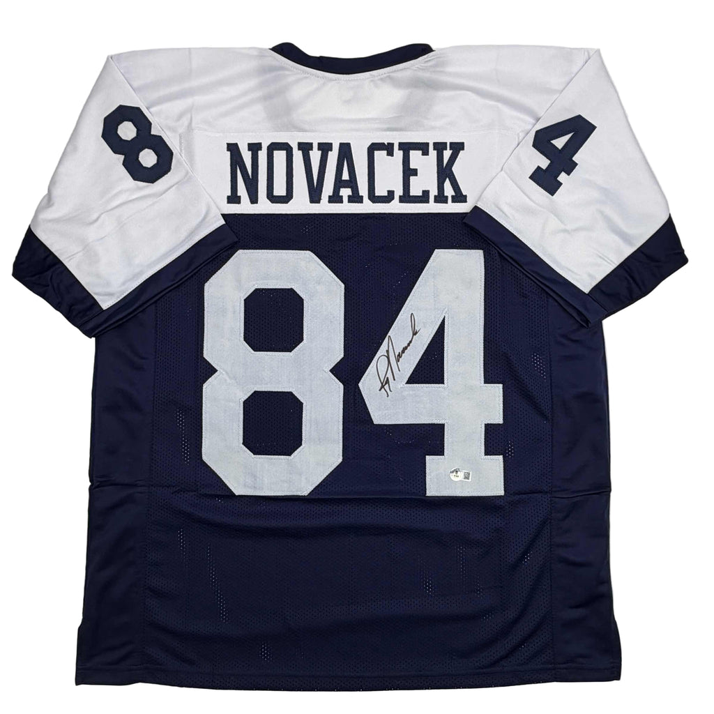 Autographed/Signed Jay Novacek Dallas Thanksgiving Day Football Jersey Beckett BAS COA