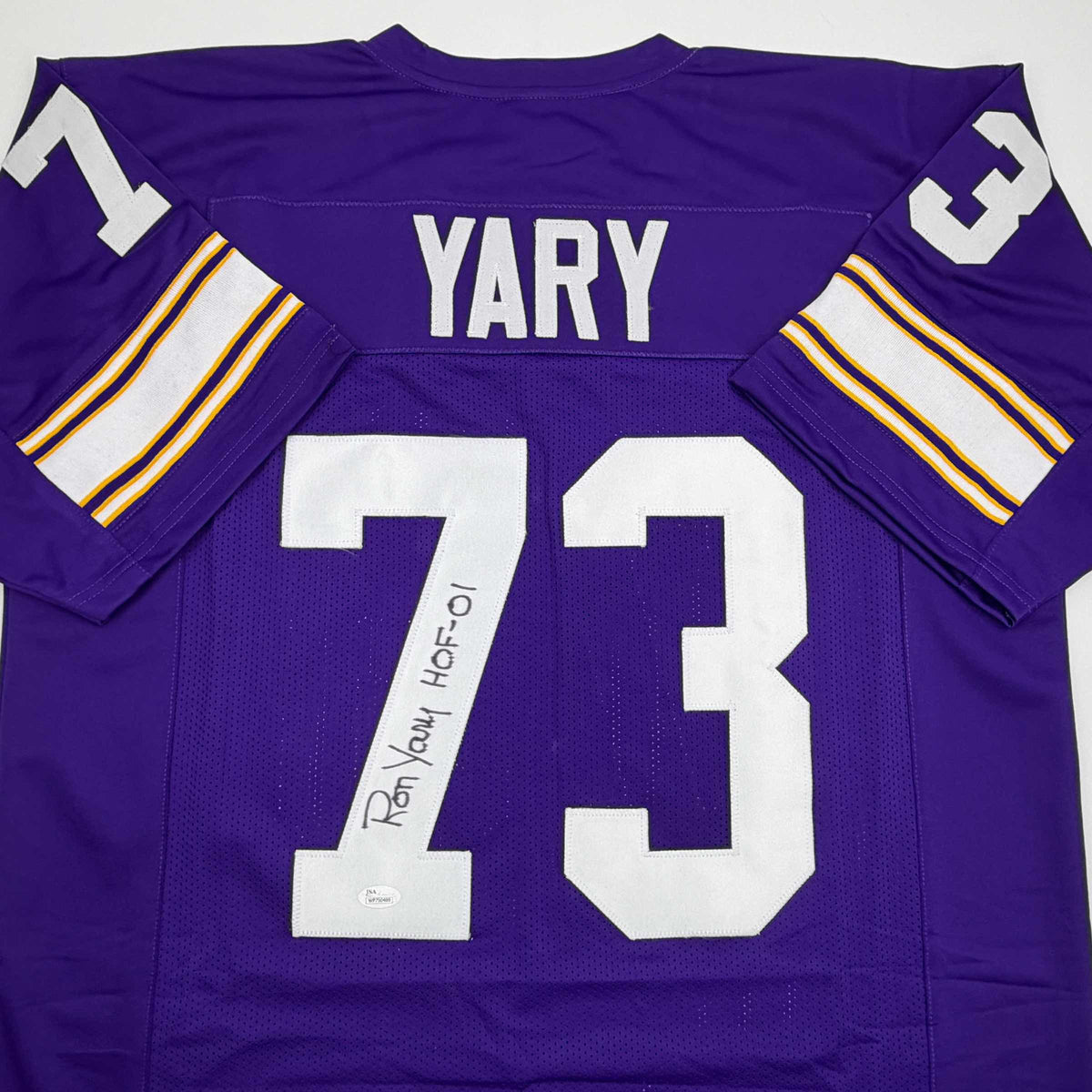 Autographed/Signed Ron Yary HOF 01  Minnesota Purple Football Jersey JSA COA