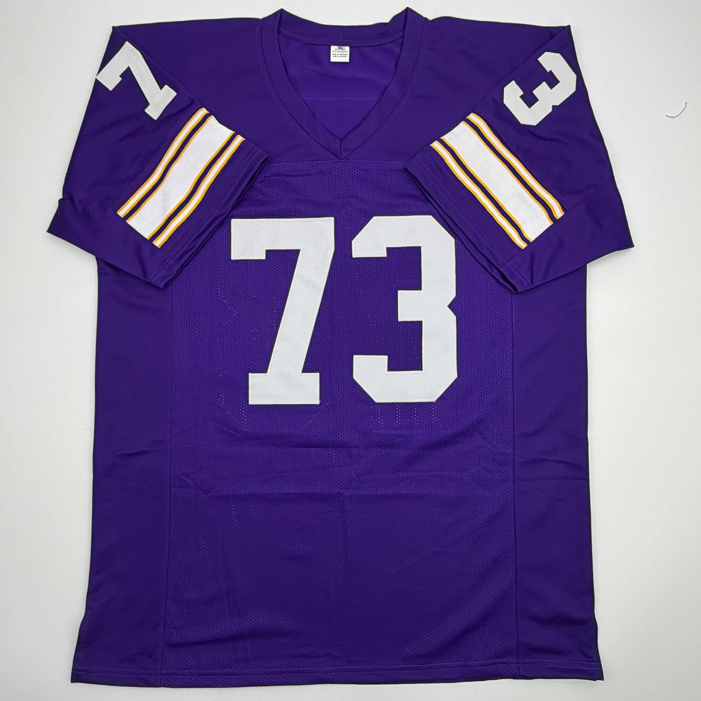Autographed/Signed Ron Yary HOF 01  Minnesota Purple Football Jersey JSA COA