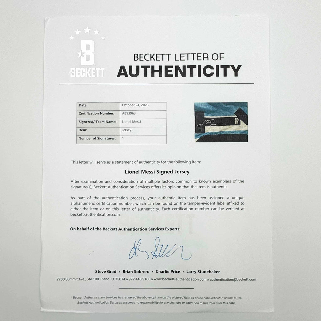 Framed Autographed/Signed Lionel Leo Messi 35x39 Argentina Blue/White Soccer Jersey Beckett BAS COA/LOA #2