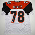Autographed/Signed Anthony Munoz Cincinnati White Football Jersey Beckett BAS COA