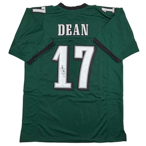 Autographed/Signed Nakobe Dean Philadelphia Green Football Jersey JSA COA