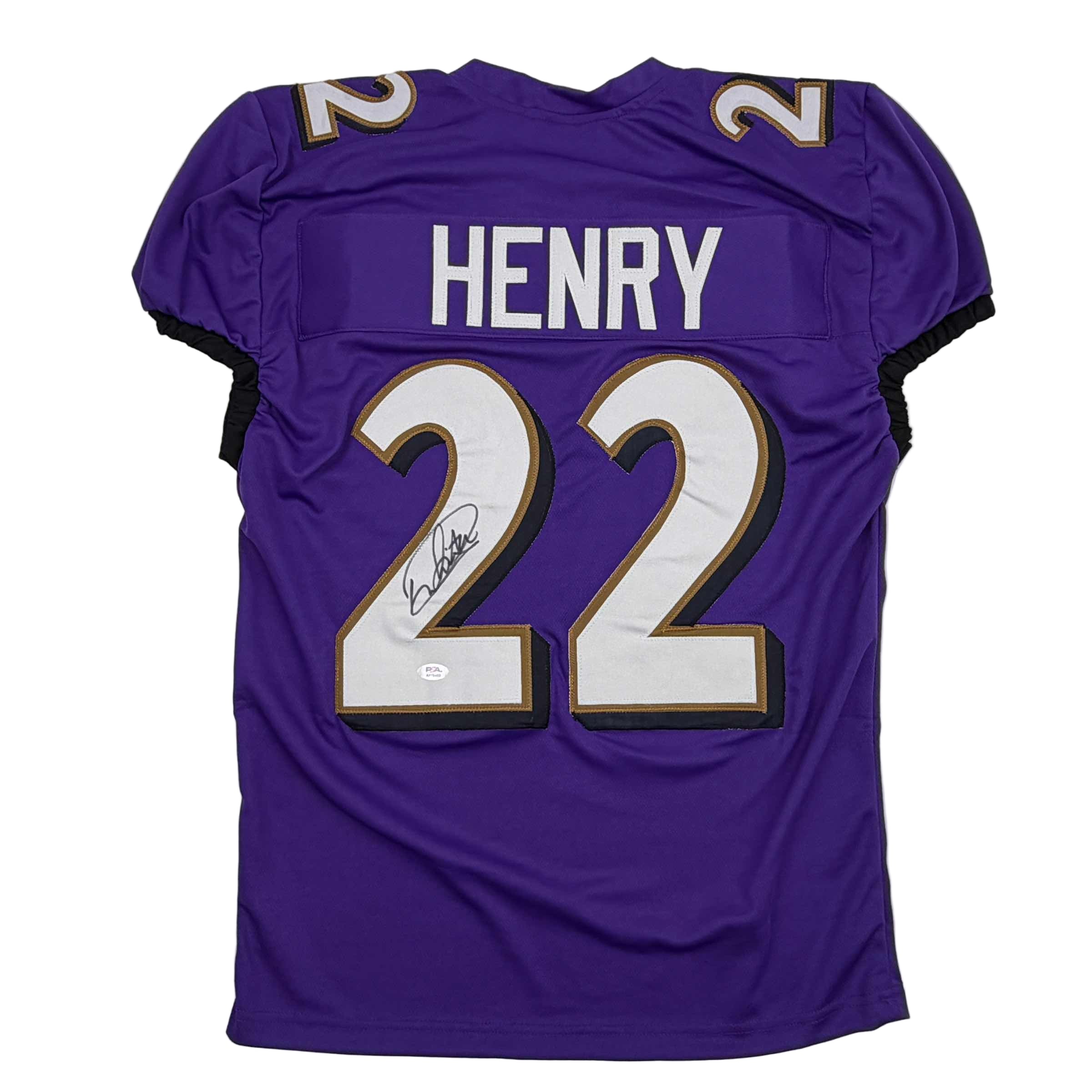 Autographed/Signed Derrick Henry Baltimore Purple Football Jersey JSA COA