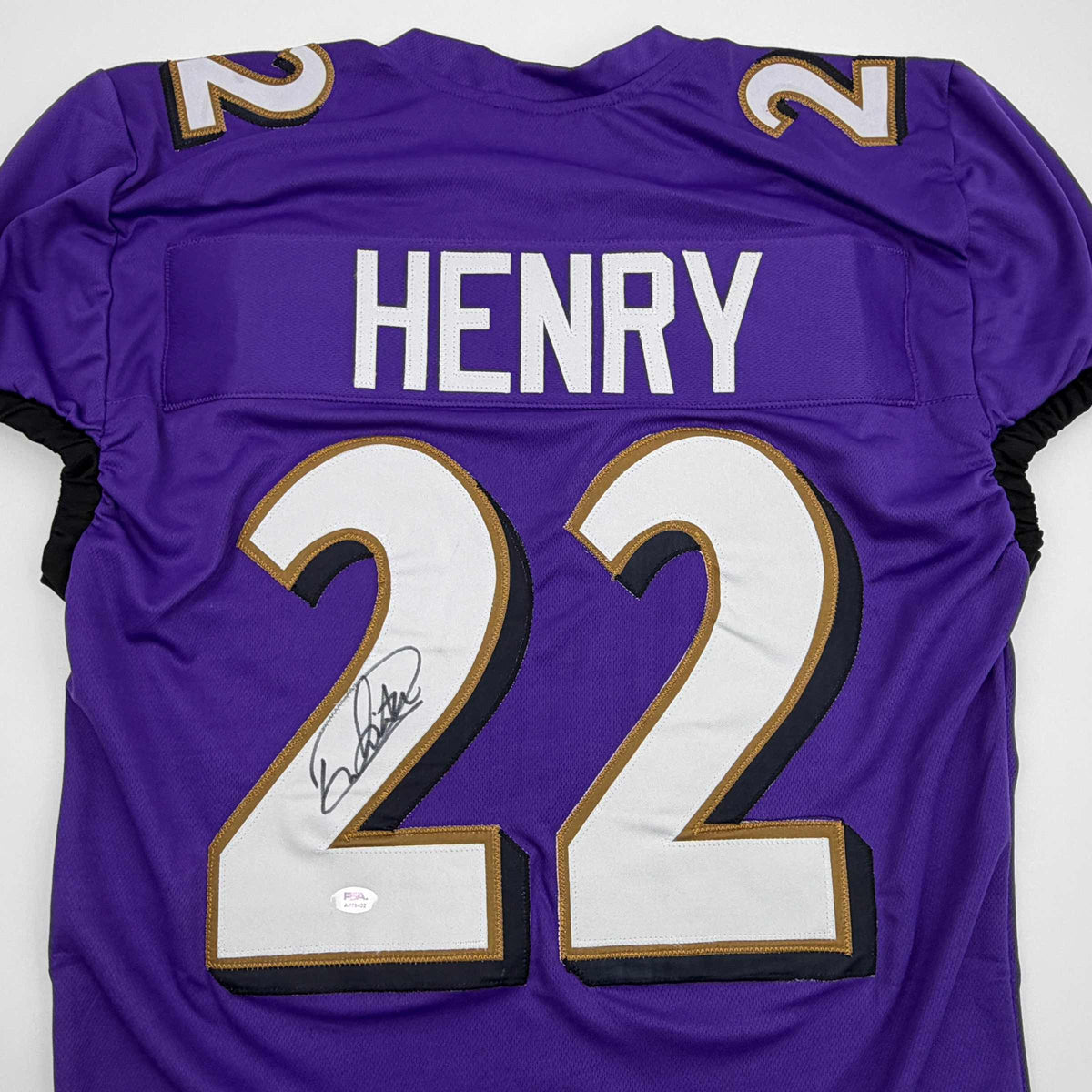 Autographed/Signed Derrick Henry Baltimore Purple Football Jersey JSA COA