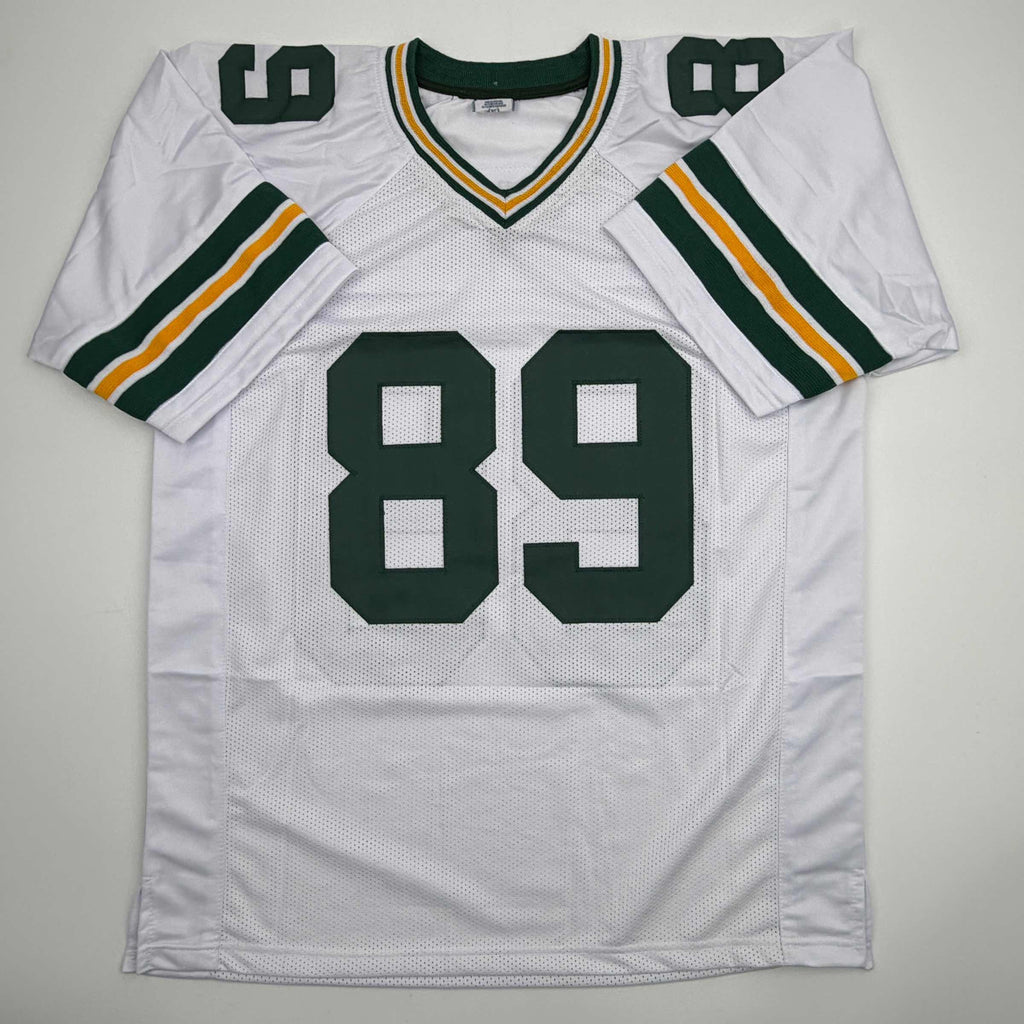 Autographed/Signed Dave Robinson HOF 13 Green Bay White Football Jersey JSA COA