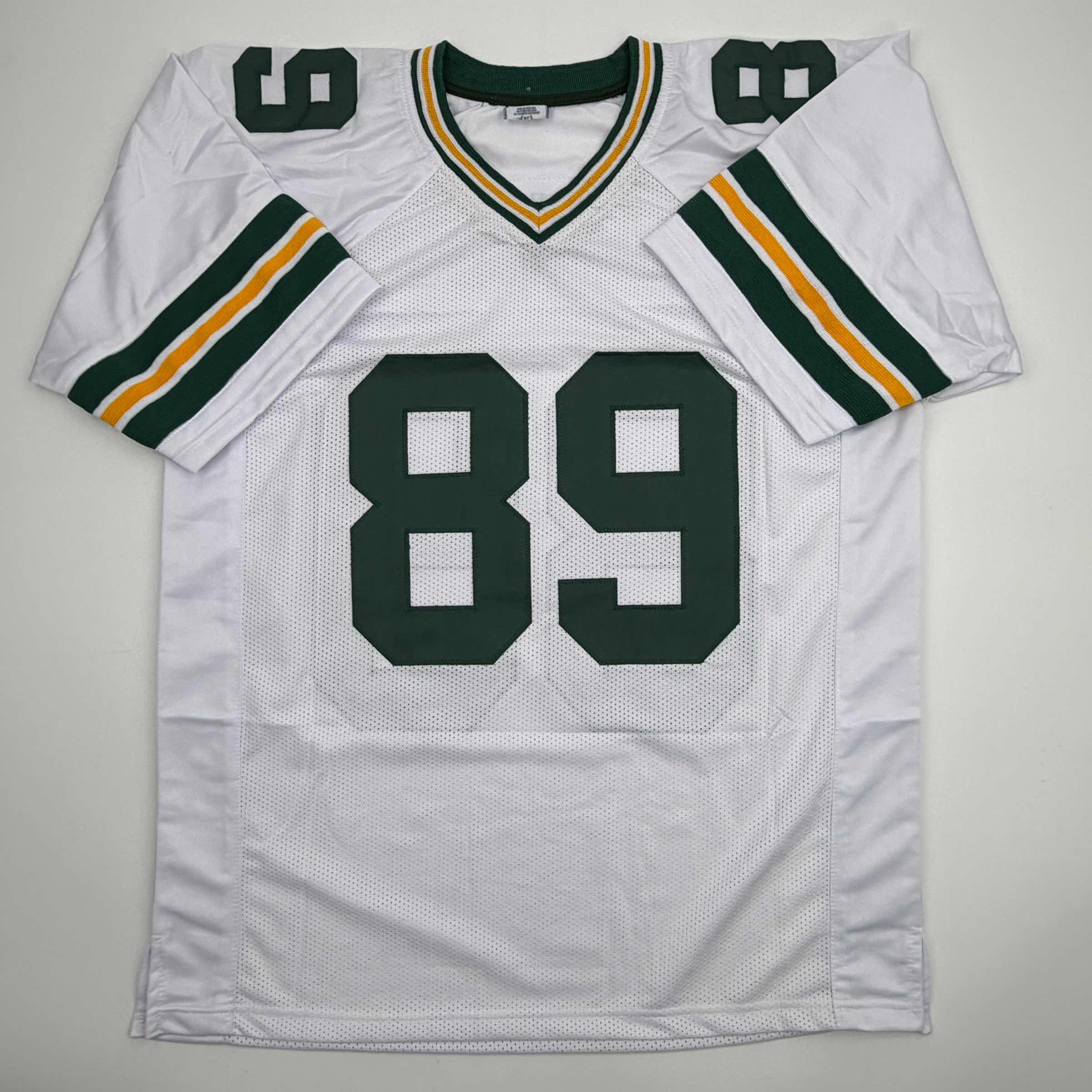 Autographed/Signed Dave Robinson HOF 13 Green Bay White Football Jersey JSA COA