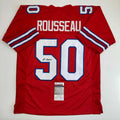 Autographed/Signed Greg Rousseau Buffalo Red Football Jersey JSA COA