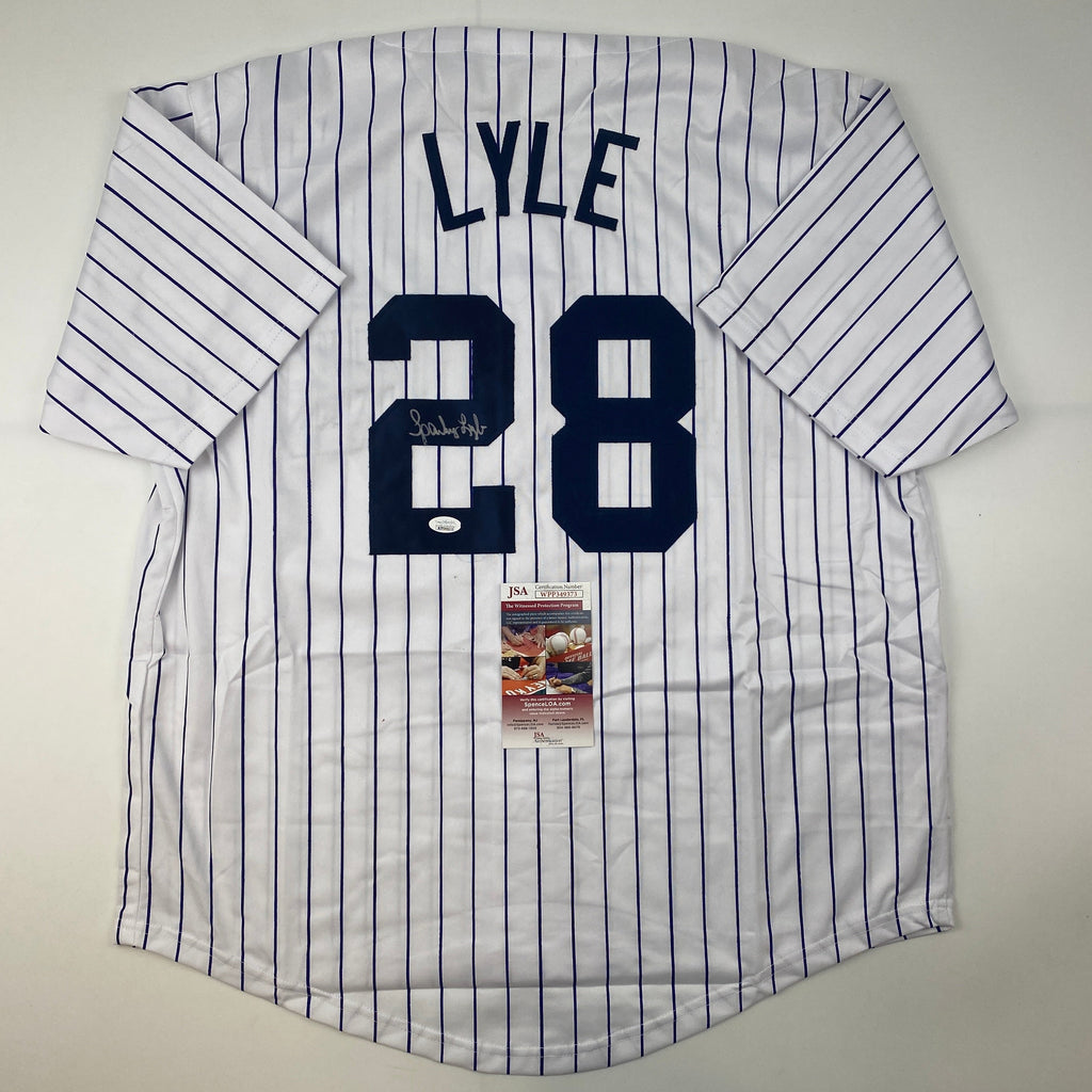Autographed/Signed Sparky Lyle New York Pinstripe Baseball Jersey JSA COA