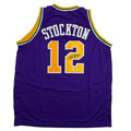 Autographed/Signed John Stockton Utah Purple Basketball Jersey Beckett BAS COA