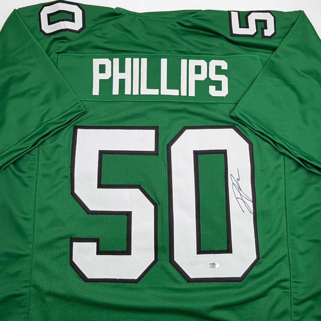 Autographed/Signed Jaelan Phillips Philadelphia Kelly Green Football Jersey PSA/DNA COA
