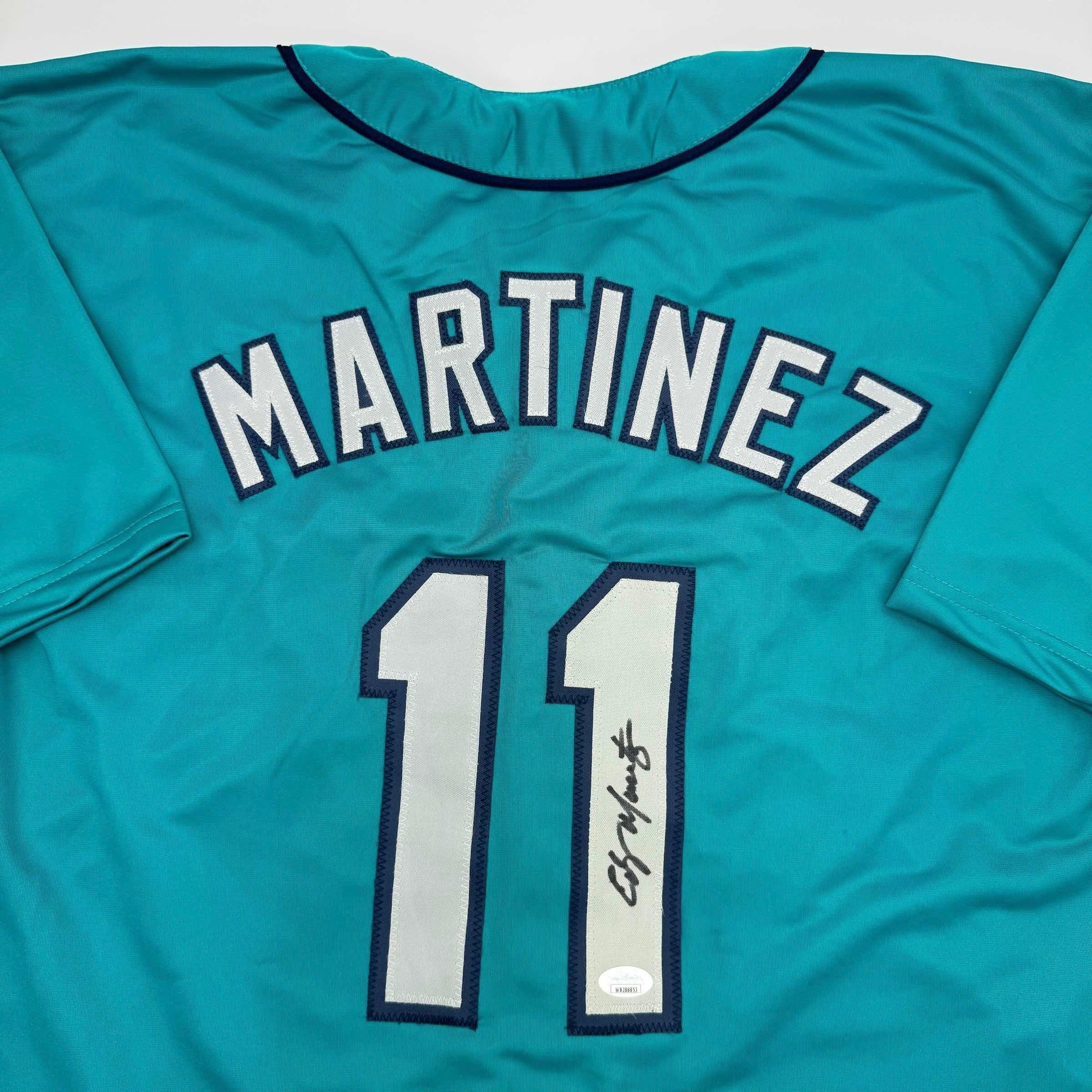 Autographed/Signed Edgar Martinez Seattle Teal Baseball Jersey JSA COA