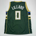 Autographed/Signed Damian Lillard Milwaukee Green Basketball Jersey Beckett BAS COA #2