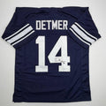 Autographed/Signed Ty Detmer Heisman 90 Brigham Young BYU Blue College Football Jersey JSA COA