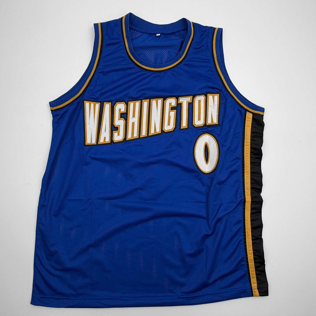 Autographed/Signed Gilbert Arenas Washington Blue Basketball Jersey Beckett BAS COA