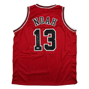 Autographed/Signed Joakim Noah Chicago Red Basketball Jersey Beckett BAS COA