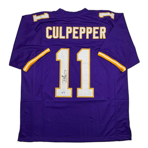 Autographed/Signed Daunte Culpepper Minnesota Purple Football Jersey Beckett BAS COA